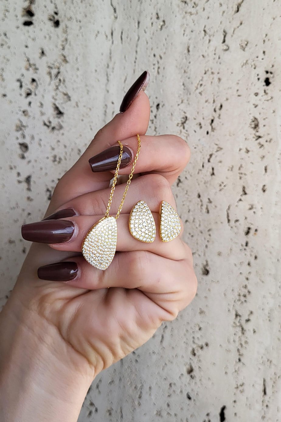 Parure in Argento925 Dorato e Zirconi